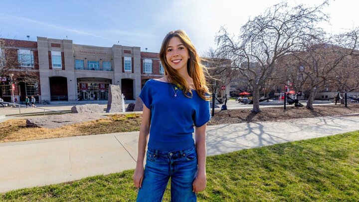 Ashley Mercers stands in Meier Common outside the Nebraska Union.