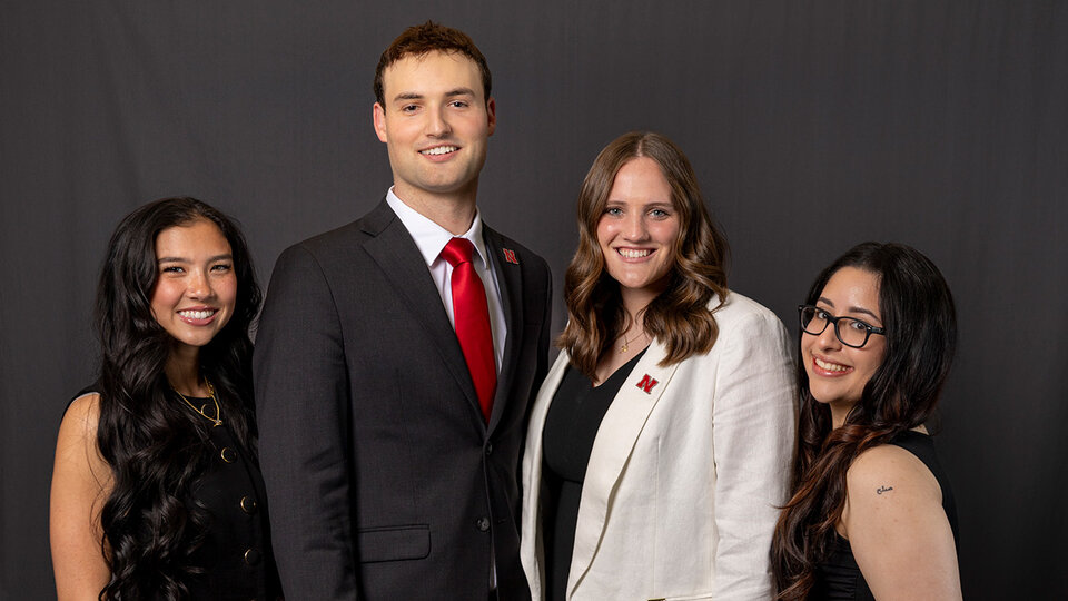ASUN Executive Officers for 2025-26: Emily Frech; Benjamin Morgan; Libby Wilkins; Misha Jalali-Naeini